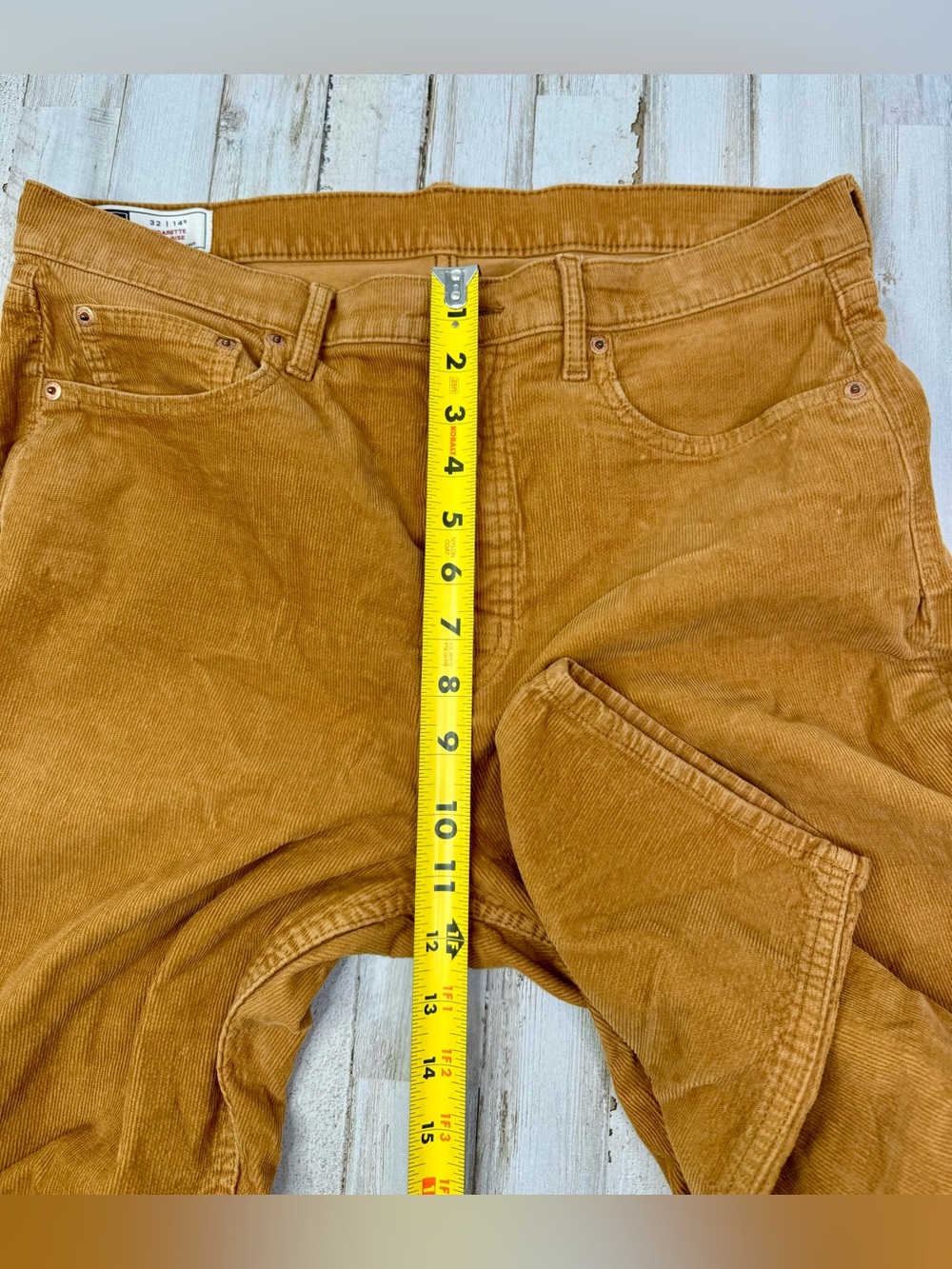 Gap Cigarette High Rise Brown Corduroy Pants 32/14R Tan Cotton Spandex - Picture 7 of 11